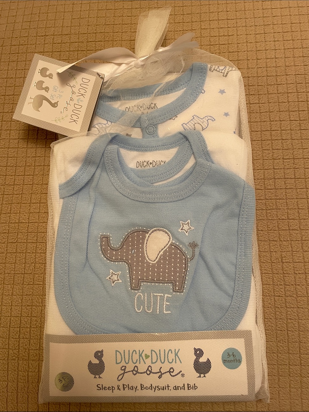 Duck Duck Goose Blue Elephant 3 Piece Set 3-6 Mo. NWT